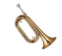 Professional Bugle 13.5 Inch Brass Bugle Call Gold-Plated Trumpet Cavalry Horn With Mouthpiece Carrying Bag For Beginner Bugle