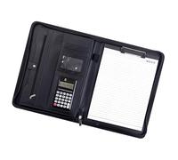 Professional Business Document Organiser Zippered Leather Conference Folder with 12 Digit Calculator Clipboard Notepads SEIBES Mappe Organiser