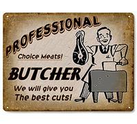Professional Butcher Give You Best Cuts Rustic Retro Vintage Metal Tin Sign Bar Kitchen Yard Wall Decor 12X8 Inch