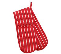 Professional Butchers Stripe Double Sided Oven Glove 100% Cotton Cooking Gloves Heavy Duty Mitts Resistant Cooking Gloves 86cm (33") (Red)