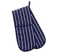 Professional Butchers Stripe Double Sided Oven Glove 100% Cotton Cooking Gloves Heavy Duty Mitts Resistant Cooking Gloves 86cm (33") (Blue)