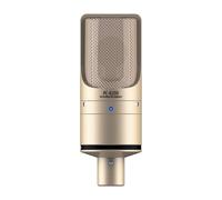 Professional Capacitive XLR Microphone with Ultra-Low Self-Noise Circuit Power Indicator for PC Phone Studio Live Singing Instrument, Zinc Alloy Gold 5.8 * 2.1 Inch