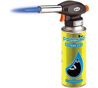 Professional Catering Butane Gas Blow Torch Head - BBQ Tool Perfect for Cooking or Camping - Auto Ignition with Adjustable Flame Control Lightweight and Easy to Use (Torch Head + 4 Canisters)