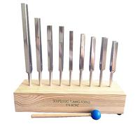 Professional Chakra Tuning Fork Set with Wooden Resonance Box Base, Sound Healing Percussion Instrument for Yoga Meditation Tuning Biofield