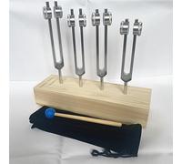 Professional Chakra Tuning Fork with Wooden Resonance Box Base, Sound Healing Percussion Instrument, Gift for Yoga Meditation Tuning Biofield (Color : 126-172Hz)