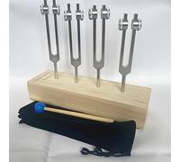 Professional Chakra Tuning Fork with Wooden Resonance Box Base, Sound Healing Percussion Instrument, Gift for Yoga Meditation Tuning Biofield (Color : 194-272Hz)