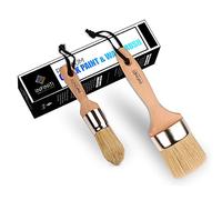 Professional Chalk and Wax Paint Brush 2PC Set!!!! Large DIY Painting and Waxing Tool | Smooth, Natural Bristles | Folk Art, Home Décor, Wood Projects, Furniture, Stencils | Reusable (Large Small 2pc)