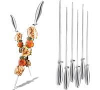 Professional Chef's Stainless Steel BBQ Skewers - Set of 6 | Reusable metal kebab skewers with a unique easy-slide design | from Jean Patrique