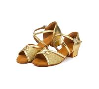 Professional Children's Latin Dance Shoes Girls White Soft Sole Low Heel Women's(10,35)