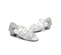 Professional Children's Latin Dance Shoes Girls White Soft Sole Low Heel Women's(13,39)
