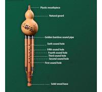 Professional Chinese Bamboo Cucurbit Hulusi Handmade Hulusi Flute Ethnic Musical Wind Instruments, for Beginner Music Lovers(C key)
