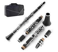 Professional Clarinet Bb Clarinet 17 Keys ABS Material Of Beginner With Using Tools And 2 Replaceable Barrels(Black)