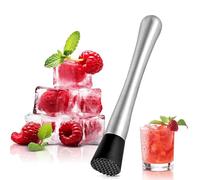 Professional Cocktail Muddler - Stainless Steel Ice Crusher, Multifunctional Mixer Pestle, Cocktail Muddler, for Debugging Delicious Cocktails, Mojito, Drinks and Juices (20 cm)
