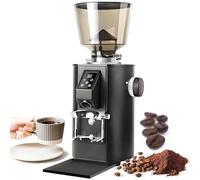 Professional Coffee Grinder with LED Display, 9 Grind Settings, 450g Capacity, 64mm Flat Burr, Dual Dosing Modes - Perfect for Coffee Shops and Enthusiasts - Beige