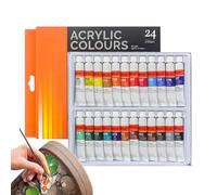 Professional Color Kit - 24 Brilliant Acrylic Tones, Water Resistant Blend | Multi Craft Paints For Kids Art, Student Supplies, Wooden Board, Textile Design, Pottery Decoration, Artist Studio