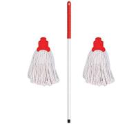 Professional Colour Coded Mop Handle and 2 Mop Heads (Red)