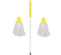 Professional Colour Coded Mop Handle and 2 Mop Heads (Yellow)