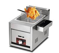 Professional Commercial Gas Fryer with Removable Baskets and Seasoning Tub - Stainless Steel Fryer for Chips, Donuts, Fish - Adjustable Firepower