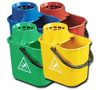 2Work Plastic Mop Bucket with Wringer 15 Litre Red CNT00684