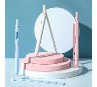 Professional Compass with Mechanical Pencil Math Geometry Drawing Tools 0.7mm Leads Erasers Ruler for Students Teachers Designers Engineers (Pink)