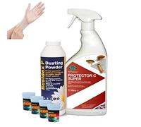 Professional Complete Bed Bug Killer Kit - HSE Approved - 1L Protector C Spray + 300g Residex Powder + 4 Mini Fumers 3.5g