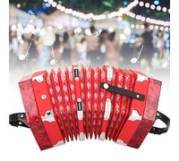 Professional Concertina Accordion with Adjustable Hand Strap, Includes Storage Bag, Comfortable and Sensitive Knobs for All Ages (Red)