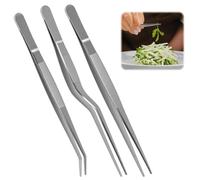 Professional Cooking Tweezersrs 3 Piece Set Stainless Steel Precision Cooking Tongs for Food Presentation Picking and Design Styling(16 cm/6.3 inches)