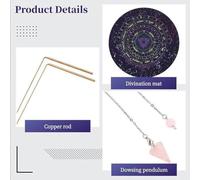 Professional Copper Dowsing Rods Set - 99.9% Pure Copper Divination Tools with Birch Handles, Pendulum & Fortune Teller Mat for Water Detection, Paranormal