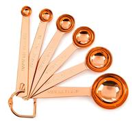 Professional Copper-Plated Measuring Spoons, 6-Piece Set, Stainless Steel with Elegant Finish, Precise Engravings, P008