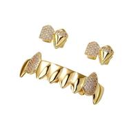 Professional Copper Prosthetic Teeth for Halloweens Character Transformation Halloweens Costume Dentals