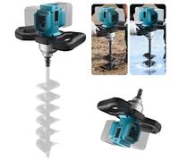 Professional Cordless Earth Auger Compatible with Makita 18 V Battery, 1200 W Brushless Motor, Earth Auger Pile Drill, Skilled for 20 mm Vloerboor, Ice Drill, Fence Construction, Mortar Stirrer