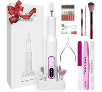Professional Cordless Electric Nail Drill Machine - 35000RPM E-File for Acrylic & Gel Nails, Thick Toenails Grinder, 5-Speed Manicure/Pedicure Tools with Rechargeable Battery & Nail Buffer Kit