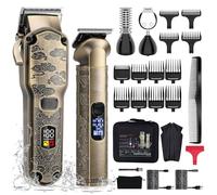 Professional Cordless Hair Clipper Set for Men - Blade Trimmer & Beard Clipper | Barber-Grade Kit with 12 Guide Combs & Package Case