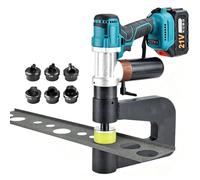 Professional Cordless Hydraulic Hole Puncher, 16-50mm Knockout Punch Tool, 3-Second Fast Punching, Burr-Free, 6pcs Alloy Steel Punch & Die Sets for Electrical Cabinet Metalworking MZS 32B