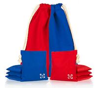 Professional Cornhole Bags - Set of 8 Regulation All Weather Two Sided Improved Bean Bags for Pro Corn Hole Game - 4 Red & 4 Blue