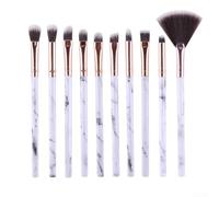 Professional Cosmetic Brush Set for Foundation Powder (White) | 10 essential brushes, soft synthetic fibres, elegant marble design, for liquid and creamy makeup