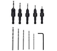 Professional Countersink Drill Bit Set High Speed Steel Woodworking Tools with 1/4in Hex Shank for Wood Plastic PVC Rubber 11Pcs Kit