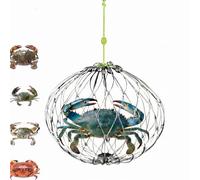 Professional Crab-catching kit, Portable Folding Crab Trap, Blue Crab catching cage/net/Trap Compatible with Fishing Rod Casting (Medium)