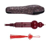 Professional Cucurbit Flutes Chinese Handmade Hulusi Black Cucurbit Flute Ethnic Musical Instrument Key Of C With Case(Red)