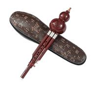 Professional Cucurbit Flutes Cucurbit Flute Chinese Ethnic Musical Instrument Handmade Hulusi C Key With Case For Music Beginners(Red,B Flat)