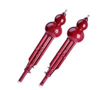 Professional Cucurbit Flutes Dual Tone Hulusi Chinese Traditional Flute Gourd Cucurbit Flauta C/Bb Professional Ethnic Musical Instrument Dizi(Red bB)