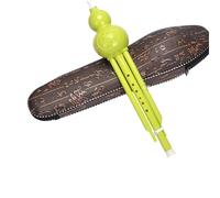 Professional Cucurbit Flutes Hulusi C B Flat Key Seven Hole Drop Resistant Resin Traditional Musical Instrument With Leather Box(Green in B-flat major)