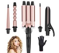 Professional Curling Wand,Wolady 5 in 1 Hair Curler Set with 5 Interchangeable Aluminium Barrel,Curling Tongs with with Heat Resistant Glove,Fast Heating Hair Iron Set for Long Short Medium Hair