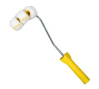 Professional Curved Pipe Roller Tool for Pipes, Poles & Trim - Adjustable 1 1/4"-2 1/4" Fit, Stainless Steel Rod Core, Yellow-White Plastic-Metal Frame, Multi-Angle Painting Kit (Bending Brush)