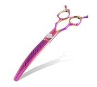 Professional Curved Thinning Shears Dog Grooming Scissors 7.5'' Rainbow Curved Thinner Scissors for Grooming Large Dogs Pet 56 Teeth Japan 440C(Curved Thinner,Rose Red)