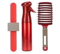 Professional Curved Vent Brush Hair Styling Kit with Detangling Spray Bottle Hair Clip Wristband Holder for Home Salon Beard Care ABS Material (Red)