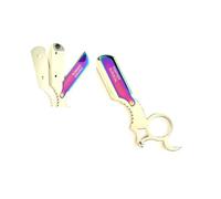 Professional Cut Throat Shaving Razor, Premium Quality Stainless Steel, Multi-Colour Rainbow Head Polish Finish Straight Moustache and Beard Shaving Single Blade Razor (Blades Not Included)