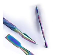 Professional Cuticle Pusher Nail Cleaner Double-Ended Nail Care Tool Easy to Use Stainless Steel Nail Pusher for Girls at Home (Rainbow, 5.5 Inch)
