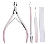 Professional Cuticle Remover & Manicure Kit: Cuticle Cutter, Trimmer, Clippers & Nail Tools Set, Dual-Ended Pusher & Glass Nail File (4-Piece in Leather Case)