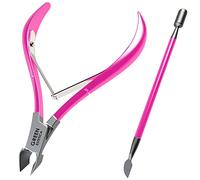 Professional Cuticle Trimmer Nail Cuticle Cutter Stainless Steel Cuticle Nippers with Sharp Blades Double Spring Manicure Tools for Nail Care Pedicure Home Spa (Pink - Pusher Included)